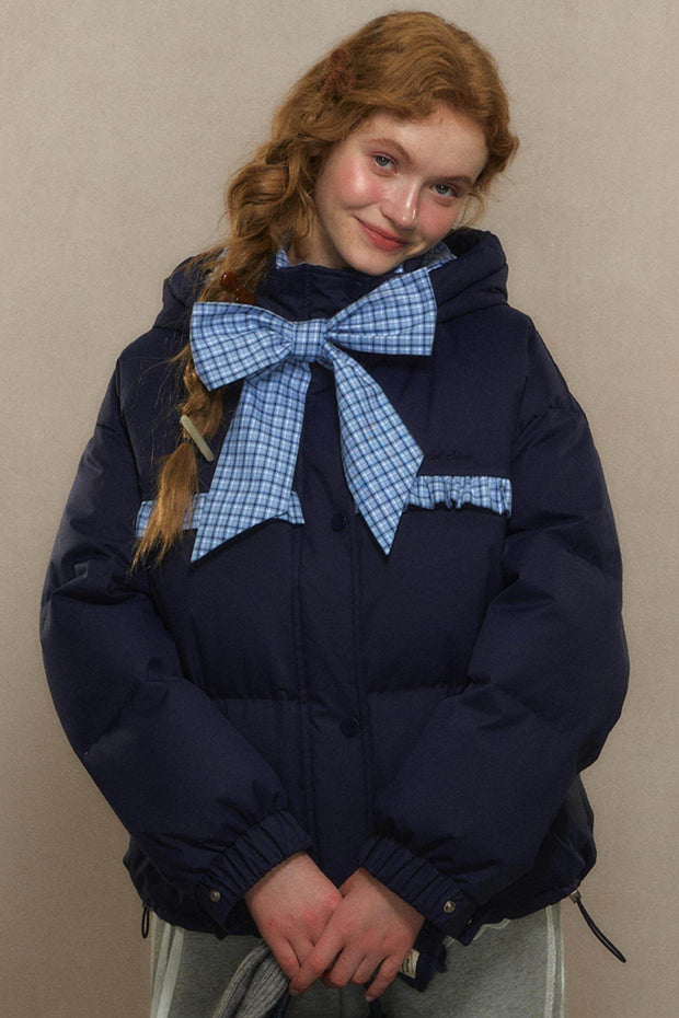 Cropped Bow Puffer Jacket - My Store