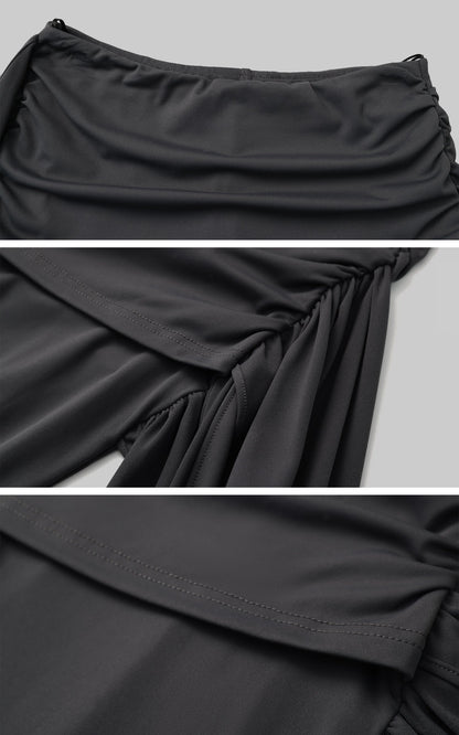Gray Knot Detail High-Waisted Flared Pants
