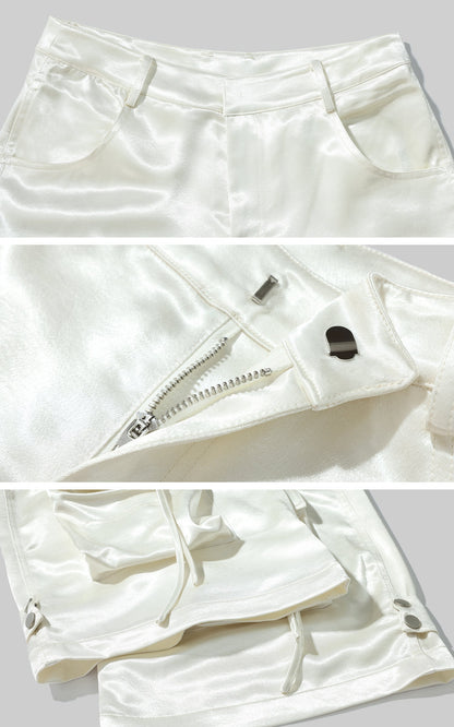 Satin Multi-Pocket Cargo Pants
