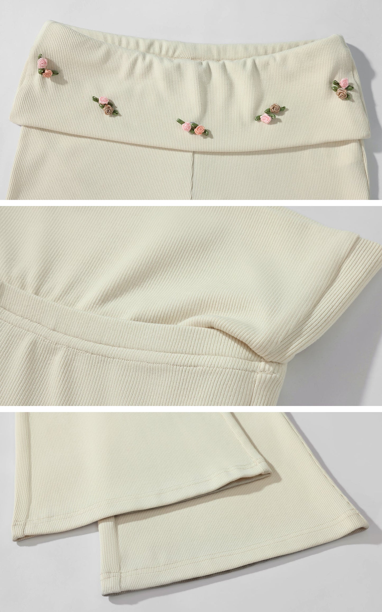 Rosette Flared Knit Pants
