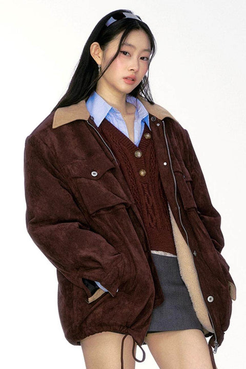 Fur Collar Suede Thick Jacket - My Store