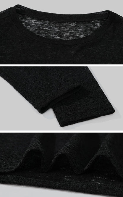 Sheer Knit Long-Sleeve Top
