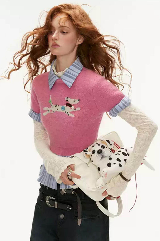 Slim Fit Dalmatian Knit Top - My Store