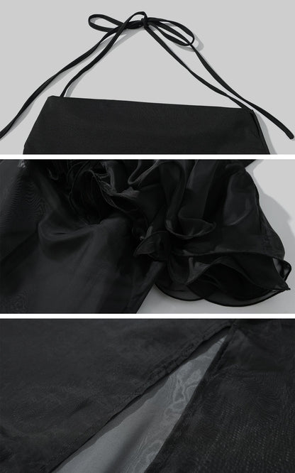 Sheer Layered Tulle Halter Dress