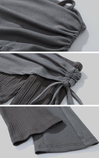 Off-Shoulder Paneled Long Sleeve Top