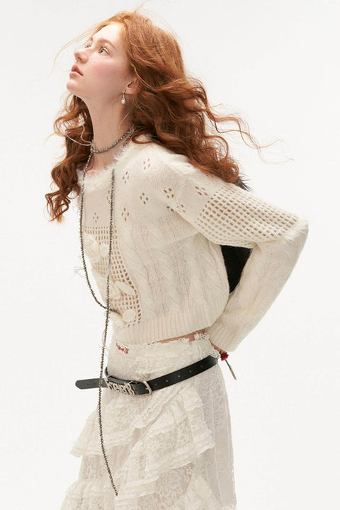 Rose Wool Knit Sweater - My Store