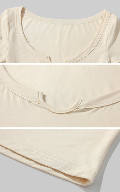 Contour-Cut Fitted Short Sleeve Tee