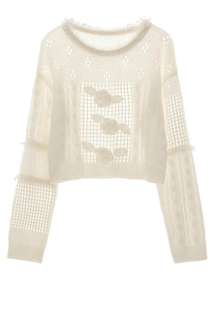 Rose Wool Knit Sweater - My Store