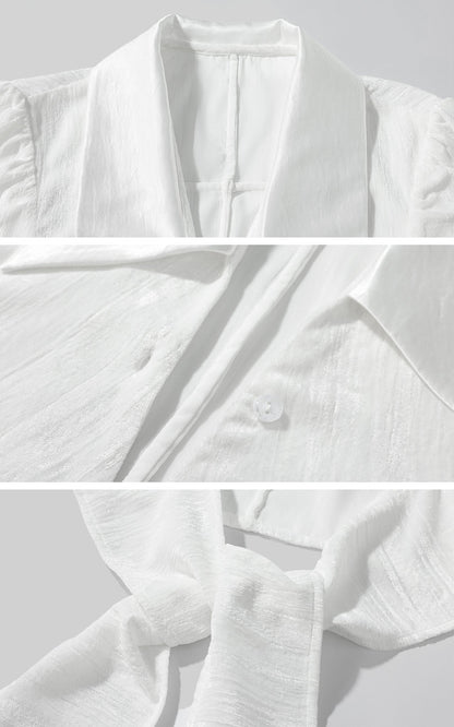 Textured Sheer Tie-Front Blouse