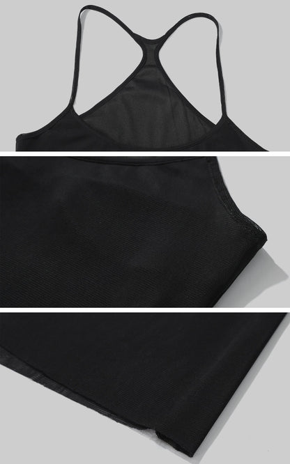 Mesh Spliced Slip Maxi Dress