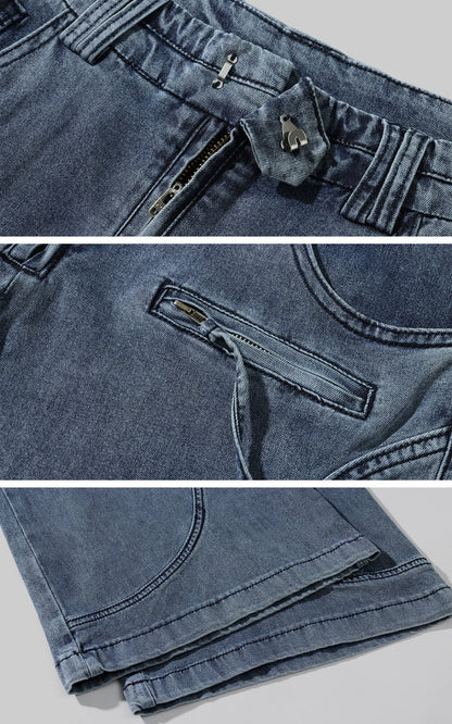 Deconstructed Paneled Straight-Leg Jeans