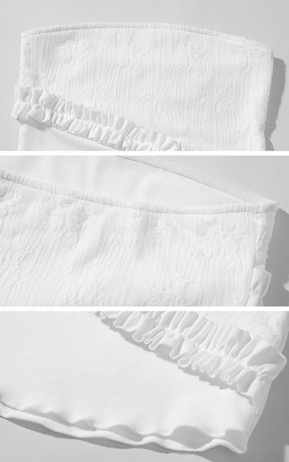 Lace Ruffle Trim Strapless Top