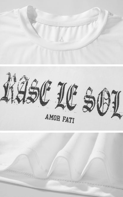 Gothic Print Cropped White Tee