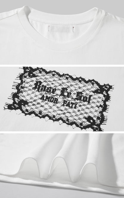 Lace-Inspired Graphic Oversized Tee