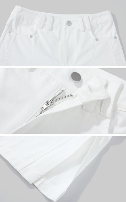 White Split Hem Utility Pants