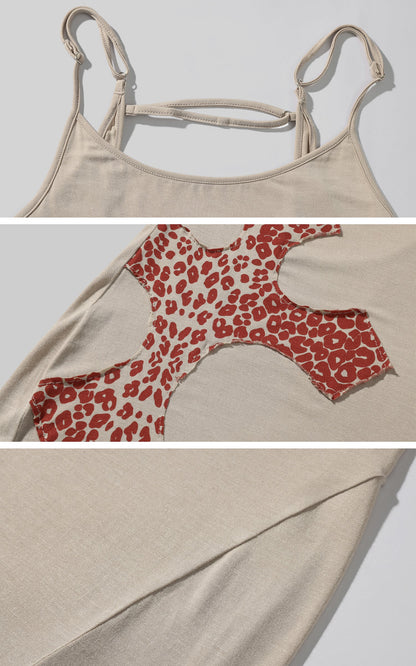 Leopard Appliqué Backless Maxi Dress