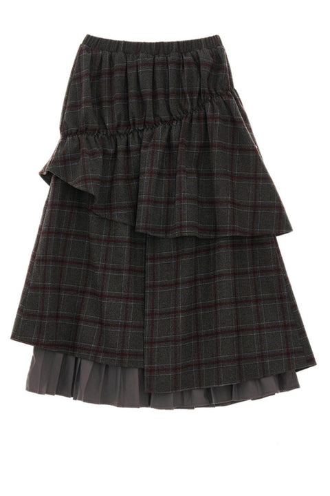 Fake Two-Piece Plaid Skirt - My Store