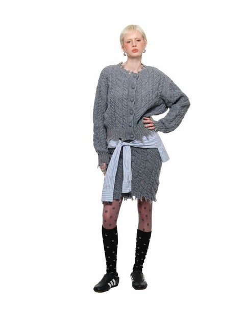 Cable Knit Cardigan & Skirt Set - My Store