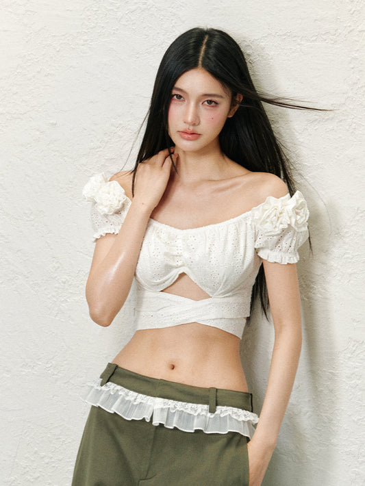 Flower Criss Cross Crop Top