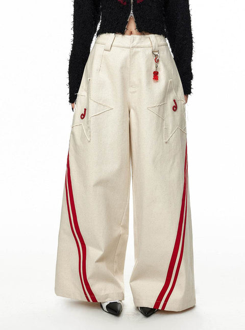 Star Patch Wide Casual Pants (2color) - My Store