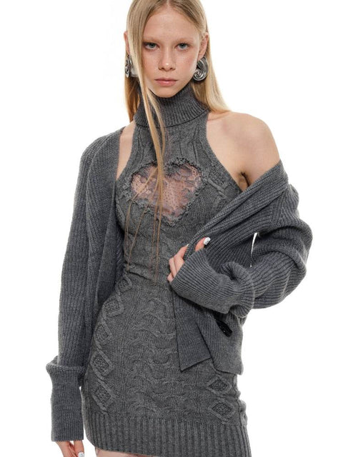 Cable Knit High-Neck Dress - My Store