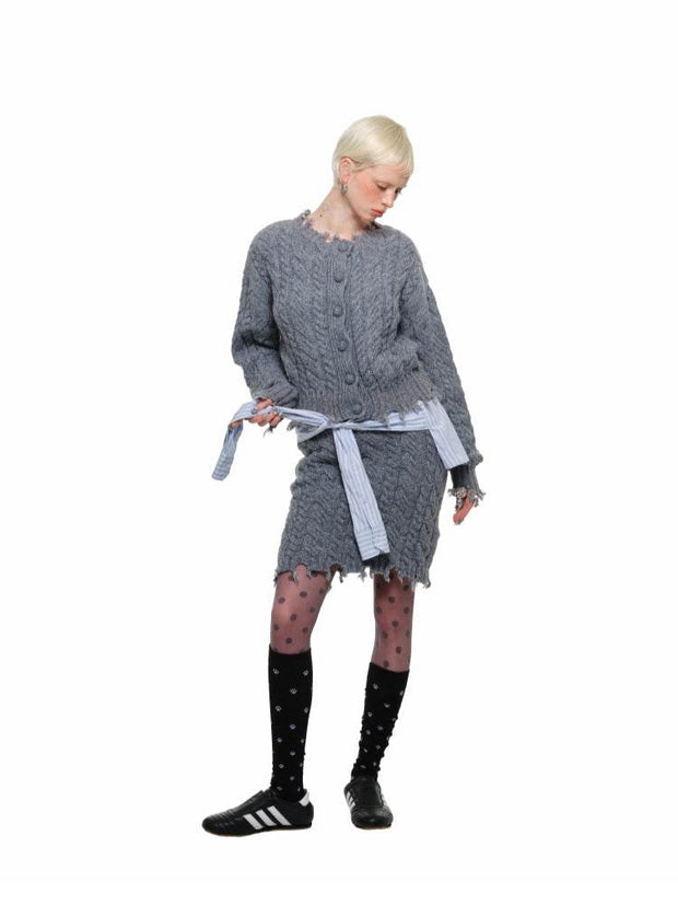 Cable Knit Cardigan & Skirt Set - My Store