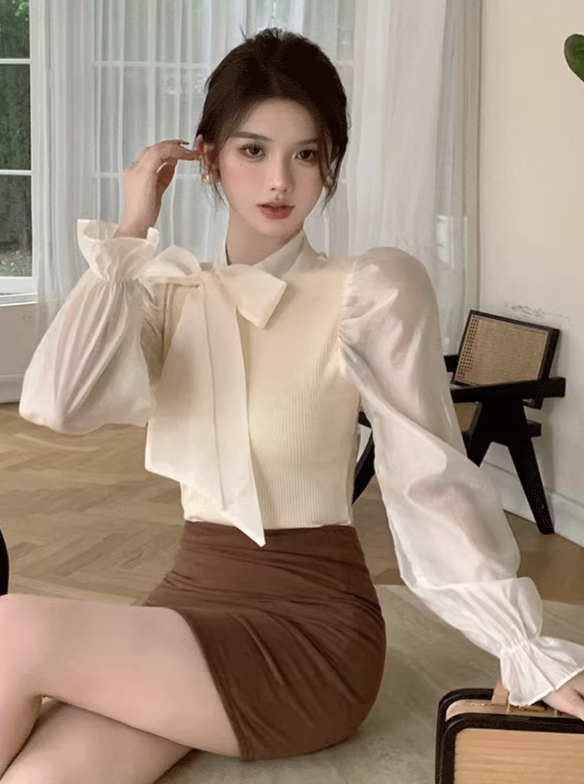 Puff Sleeve Bow Top