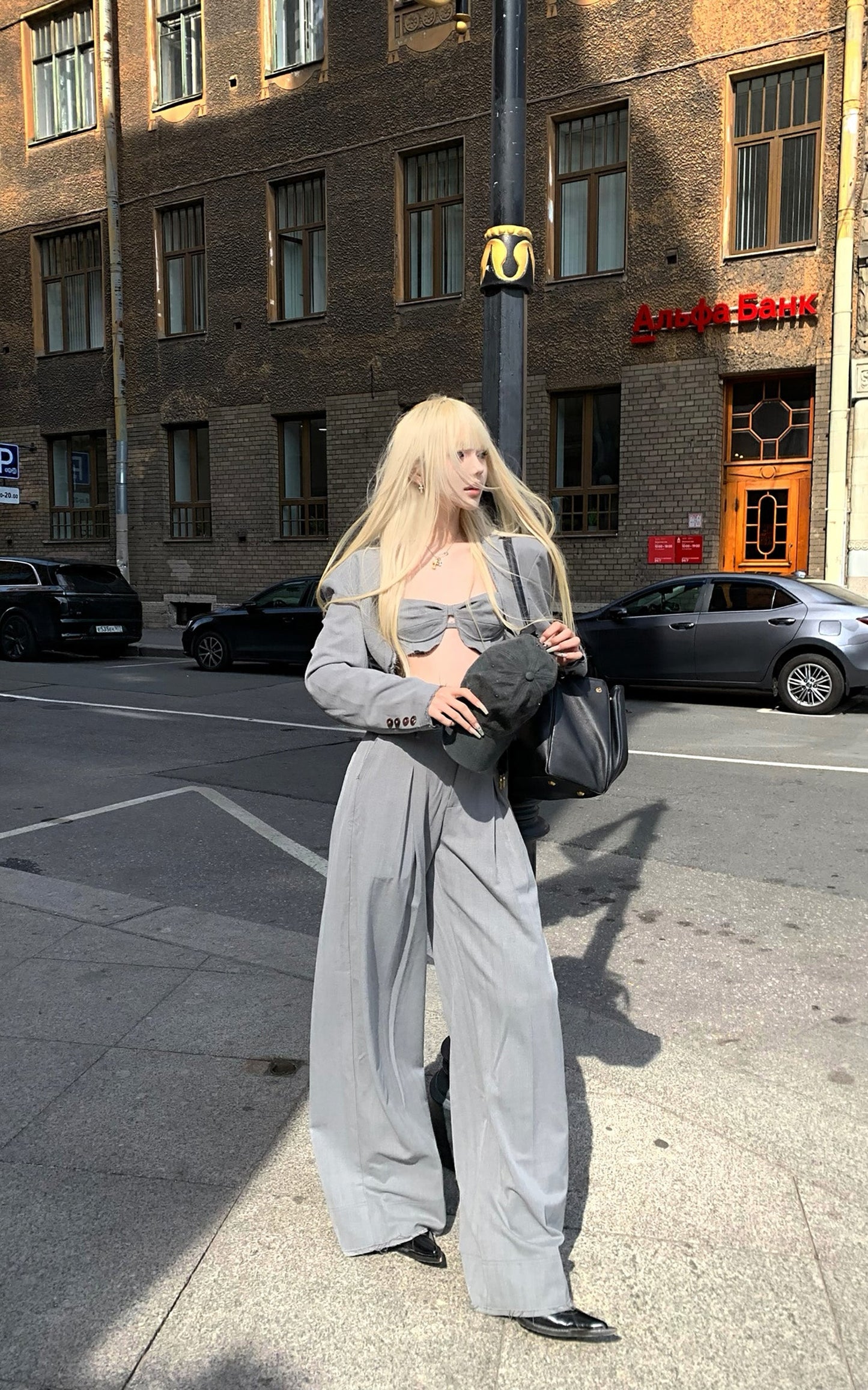 Blazer, Bralette, and Wide-Leg Pants Set