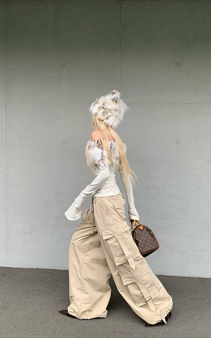 Off-Shoulder Faux Fur Top
