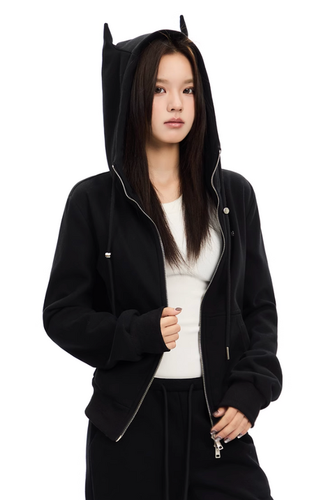 Horn Hood Zip Up Jacket