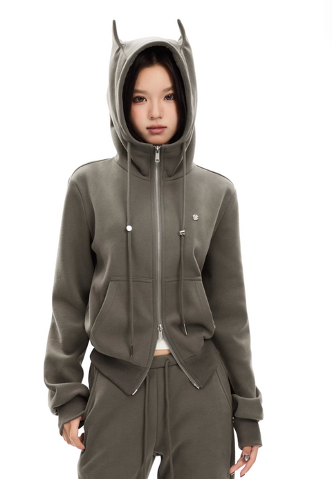 Horn Hood Zip Up Jacket