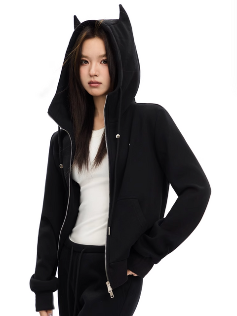 Horn Hood Zip Up Jacket