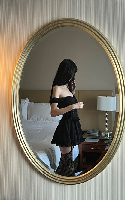 Velvet Bow Lace Mini Dress