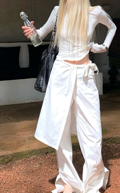 White Split Hem Utility Pants