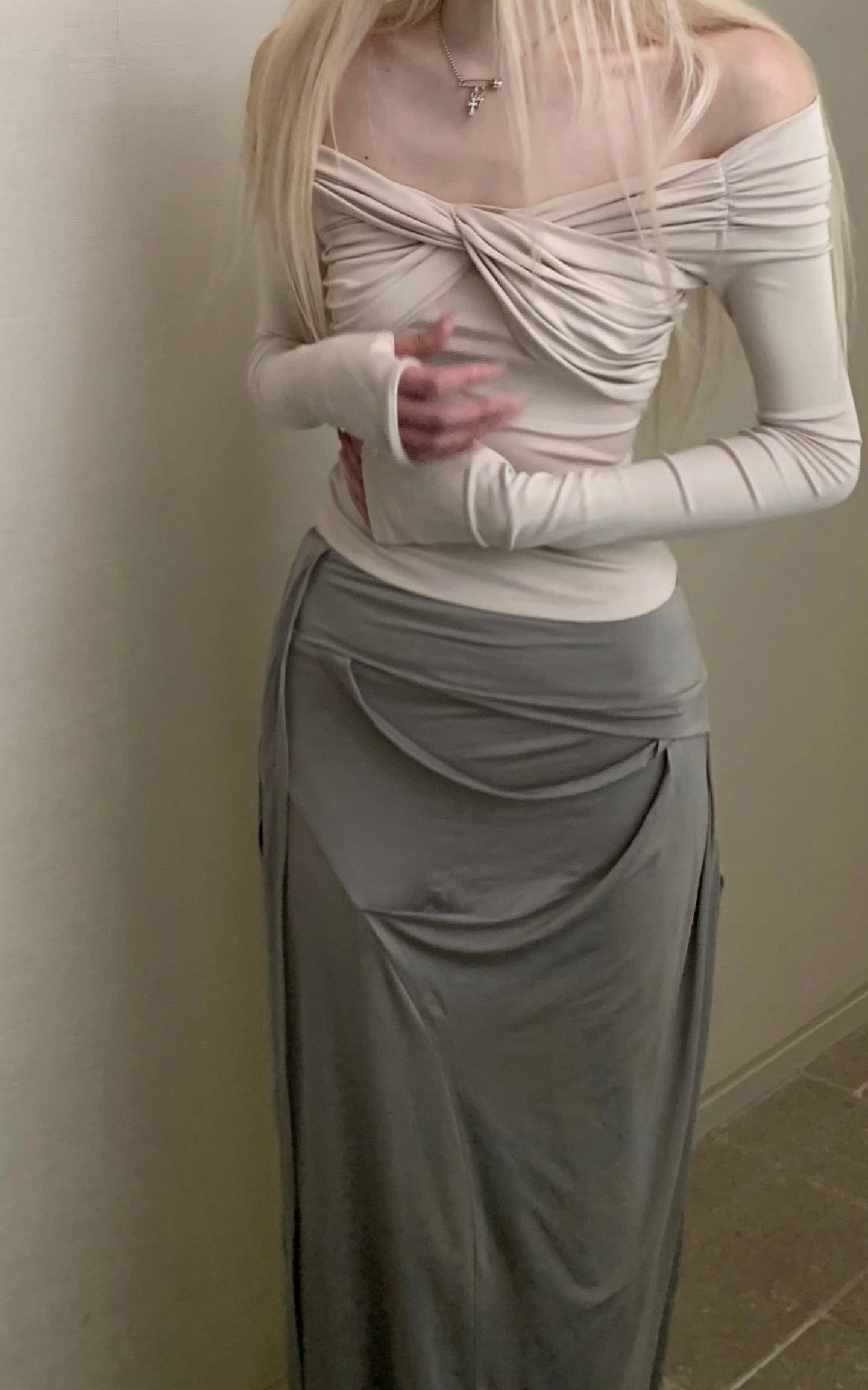 Twisted Off-Shoulder Ribbed Top