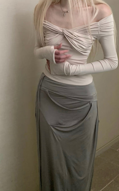 Twisted Off-Shoulder Ribbed Top