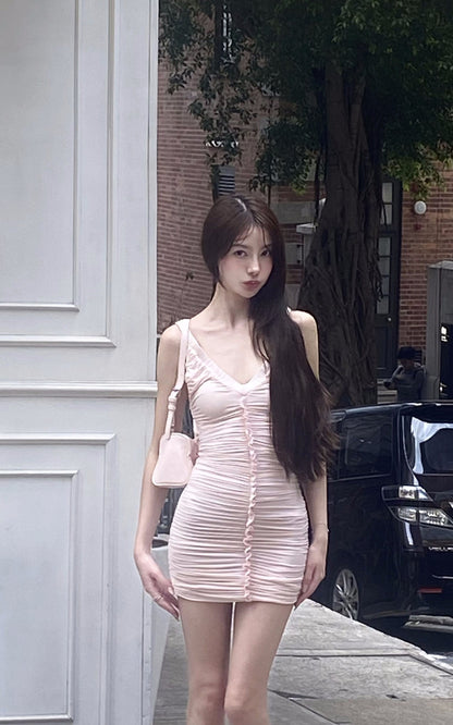 Blush Ruffle Ruched Mini Dress