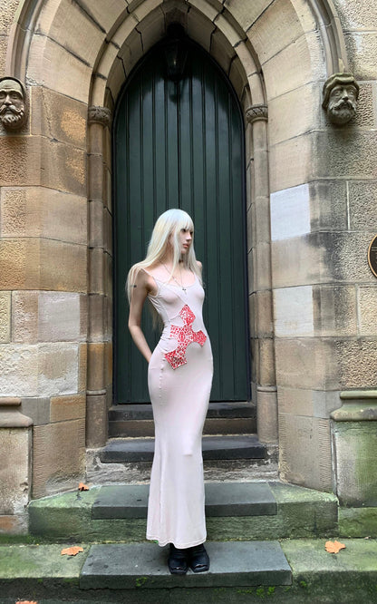 Leopard Appliqué Backless Maxi Dress