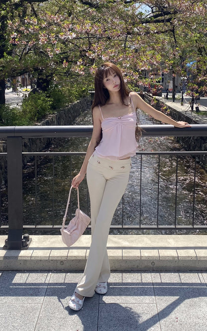 Rosette Flared Knit Pants
