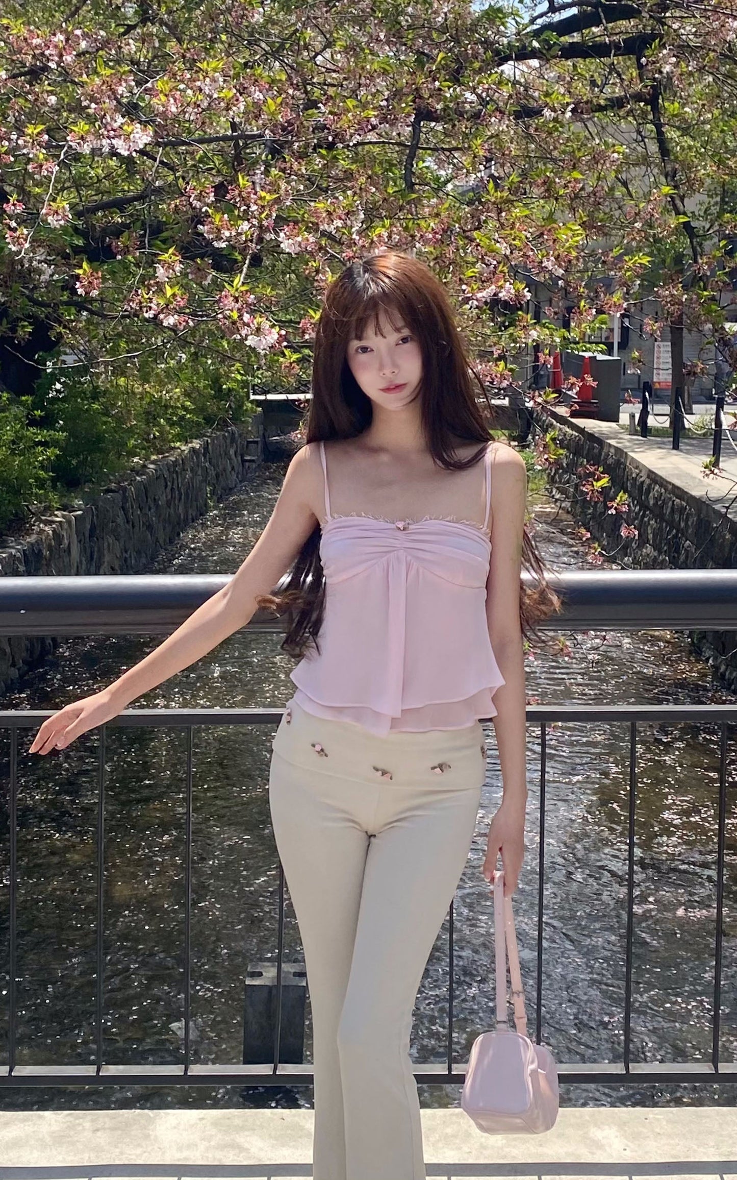 Rosette Flared Knit Pants