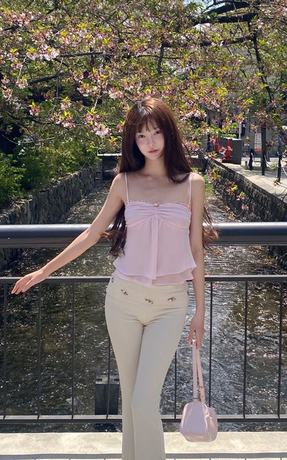 Rosette Flared Knit Pants