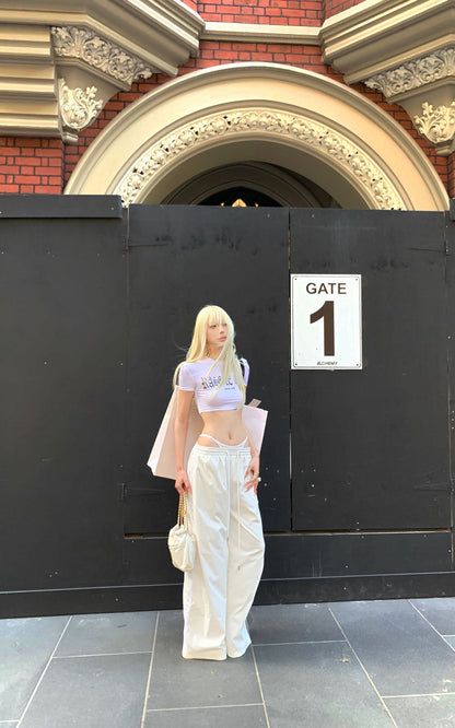 Gothic Print Cropped White Tee