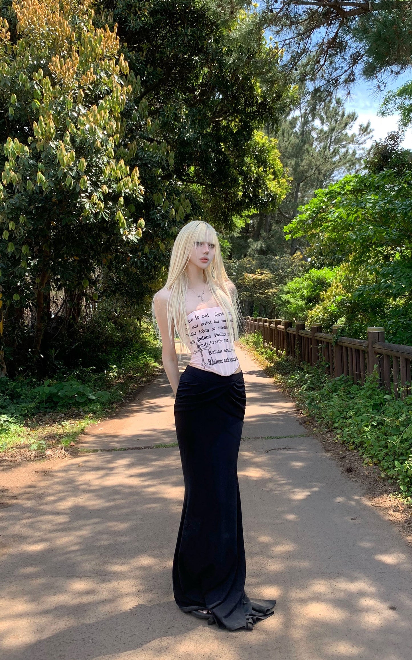 Printed Mesh Corset Bandeau Top