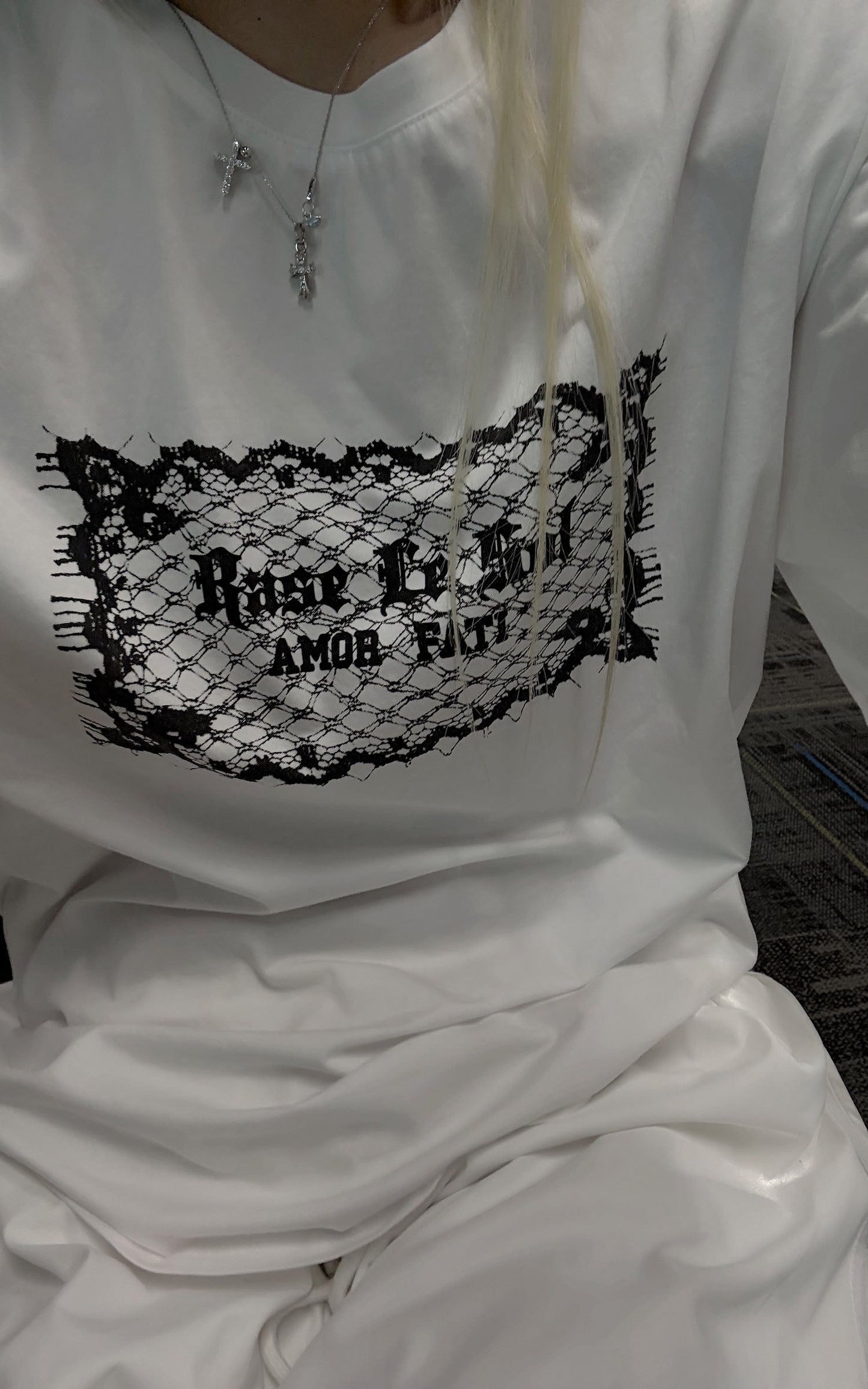 Lace-Inspired Graphic Oversized Tee