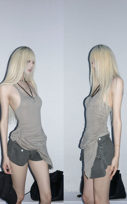 Asymmetric Ruched Tank Top