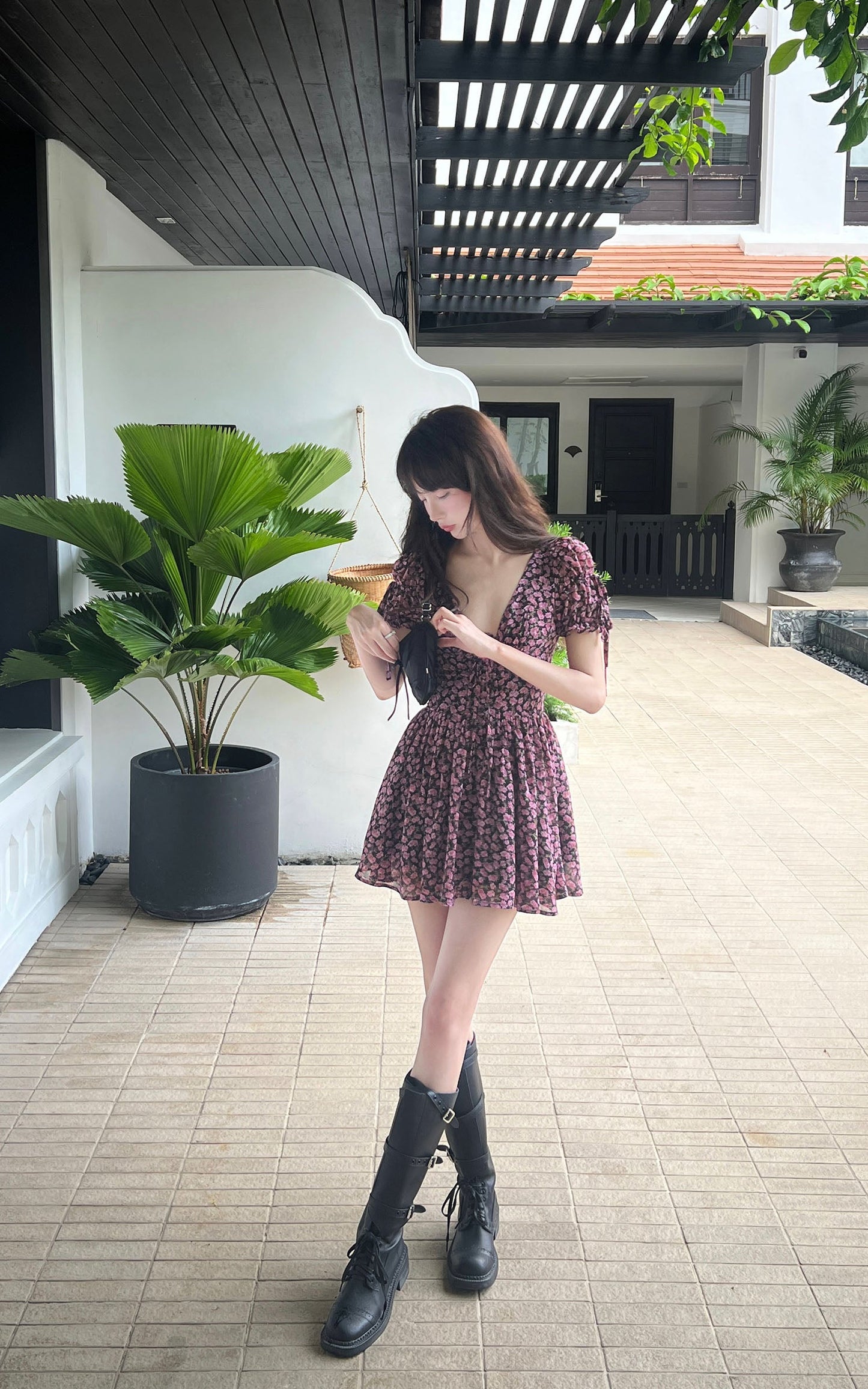 Rosy Bloom Mini Dress