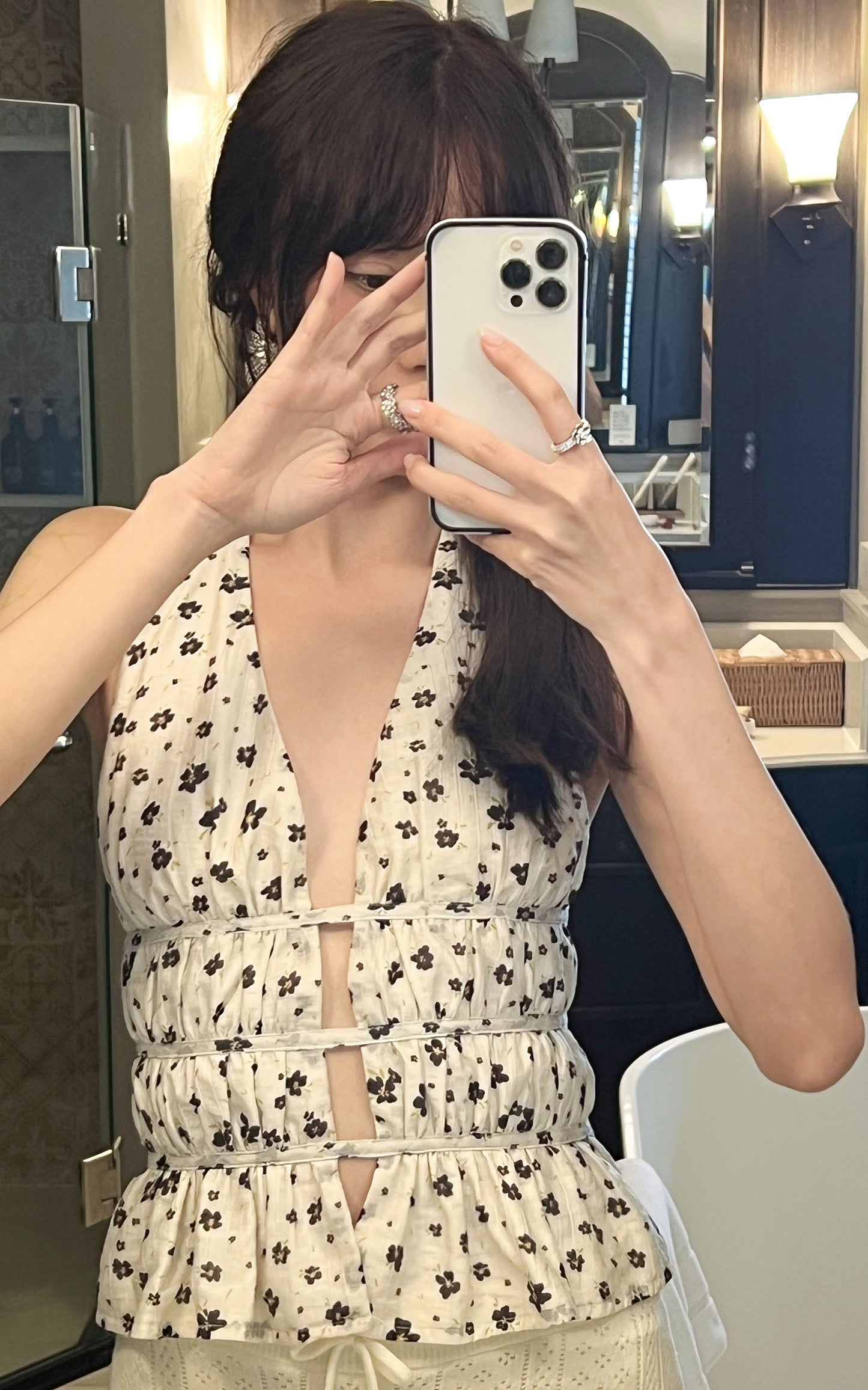 Floral Halter Peplum Top