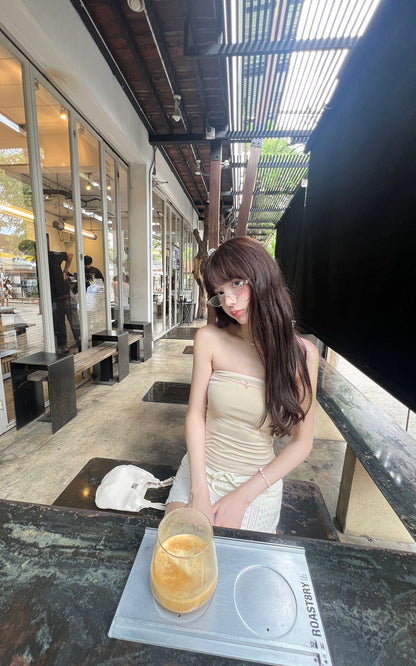 Knit Eyelet Mini Skirt with Drawstring Waist