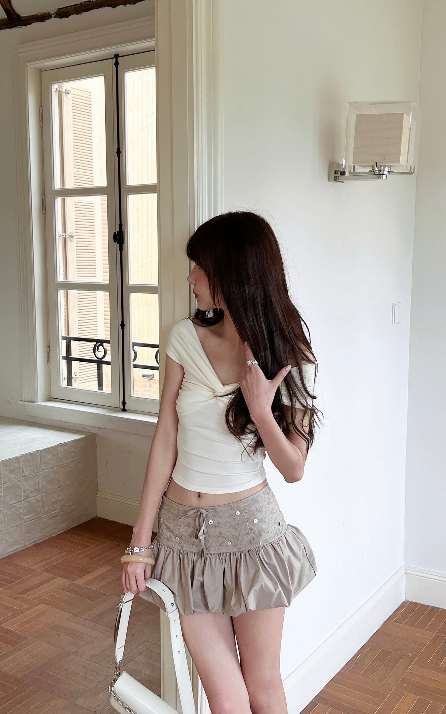 Off-Shoulder Knot Front Top