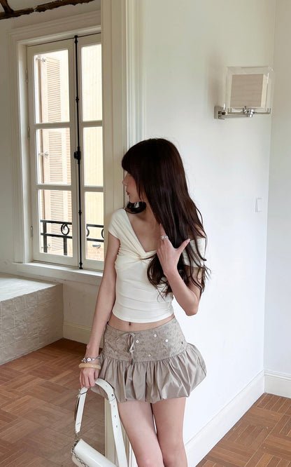 Off-Shoulder Knot Front Top